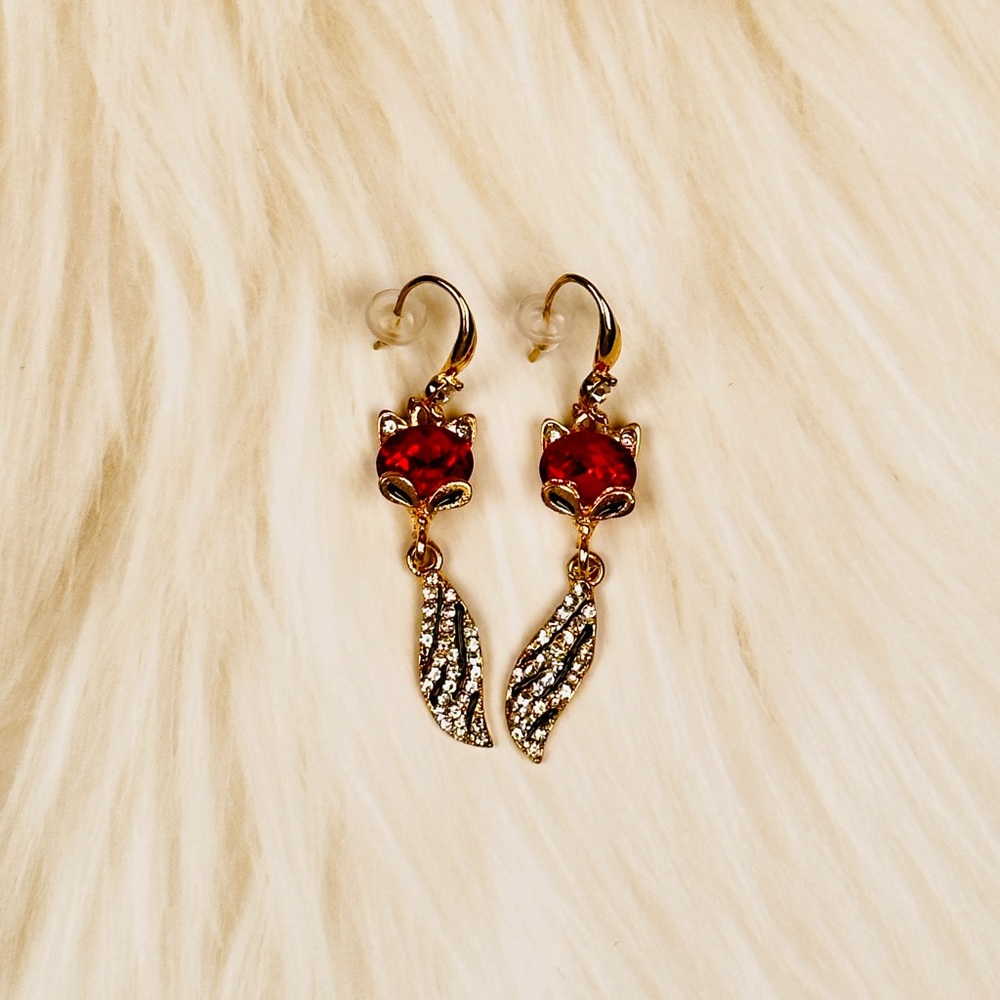 Red Crystal Fox Earings